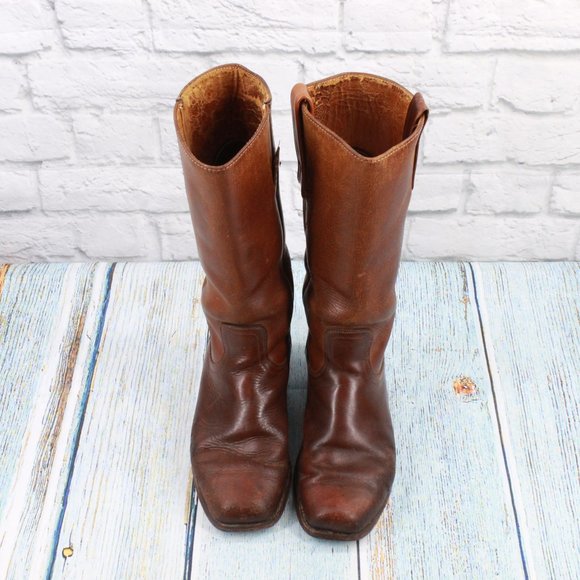 Frye Square Toe Tall Riding Leather Boots Size 8 - Picture 5 of 9